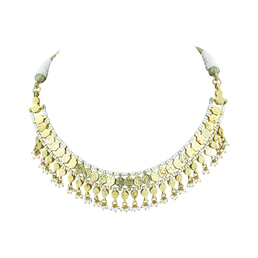 Polki Necklace with Graceful Pearl Beads